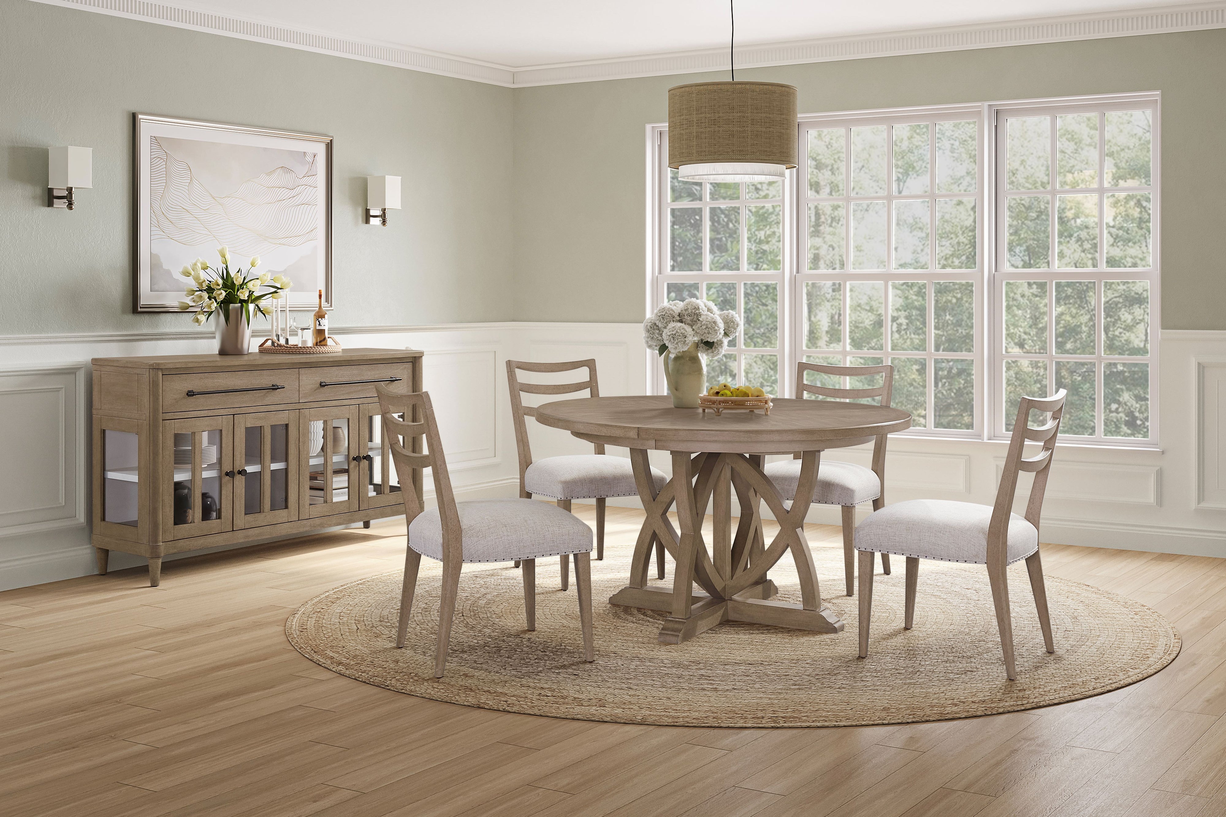 Round Dining Extendable Dining Table - Sand