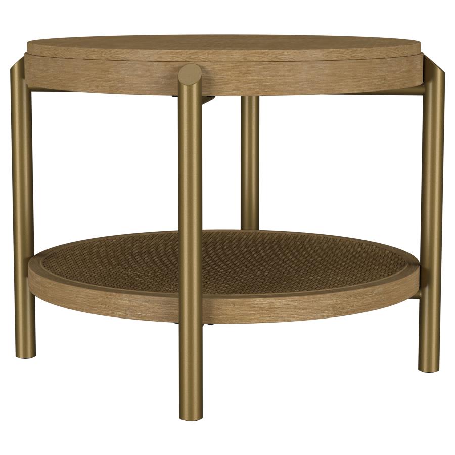 Arini Round End Side Table With Storage Shelf