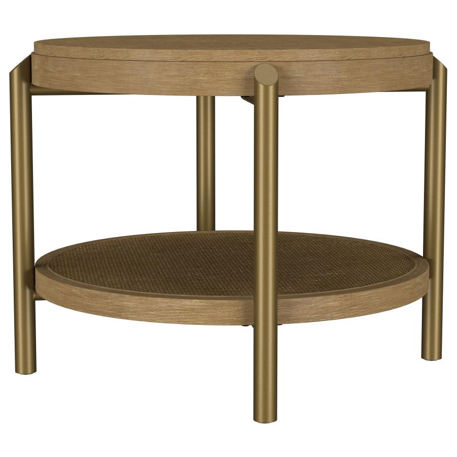Arini - Round End Side Table With Storage Shelf