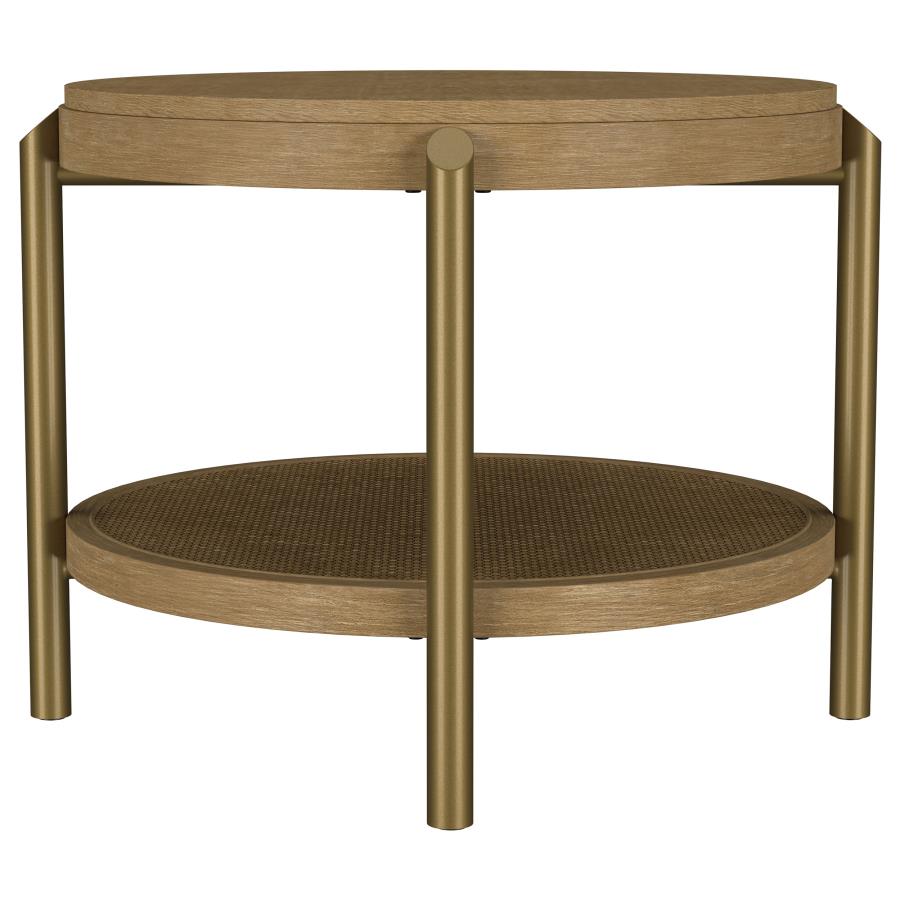 Arini - Round End Side Table With Storage Shelf