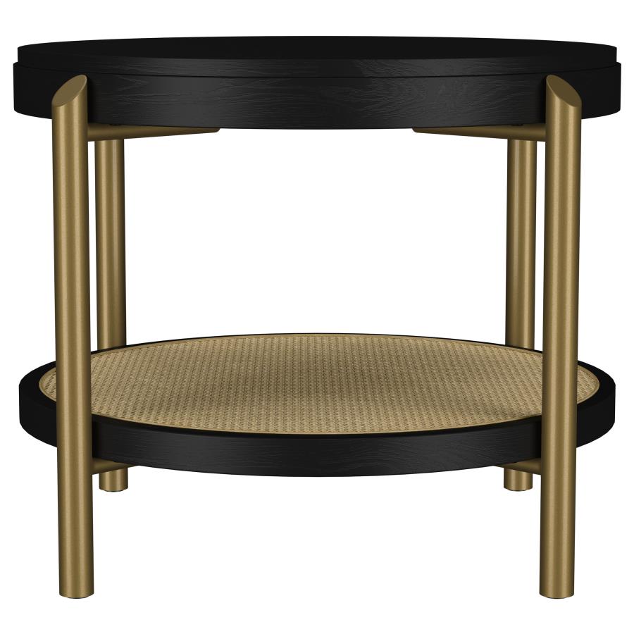 Arini - Round End Side Table With Storage Shelf