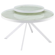 Briggs - Round Marble Printed Glass Top Coffee Table