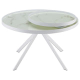 Briggs - Round Marble Printed Glass Top Coffee Table