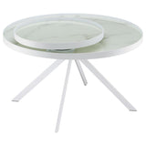 Briggs - Round Marble Printed Glass Top Coffee Table