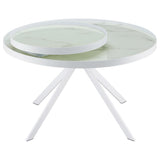 Briggs - Round Marble Printed Glass Top Coffee Table