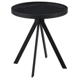 Briggs - Round Marble Printed Glass Top End Side Table