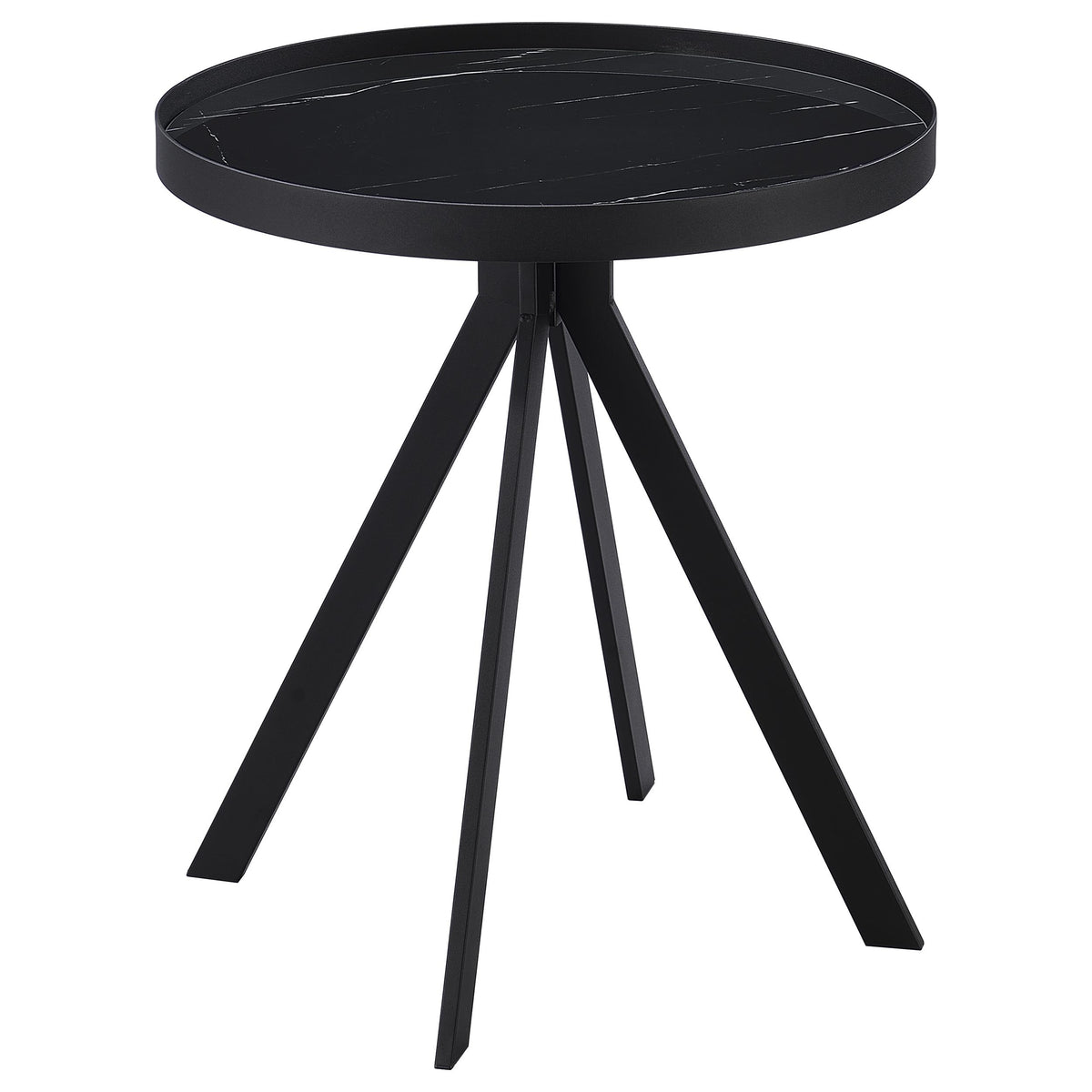 Briggs - Round Marble Printed Glass Top End Side Table