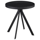 Briggs - Round Marble Printed Glass Top End Side Table