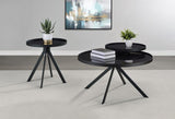 Briggs - Round Marble Printed Glass Top End Side Table