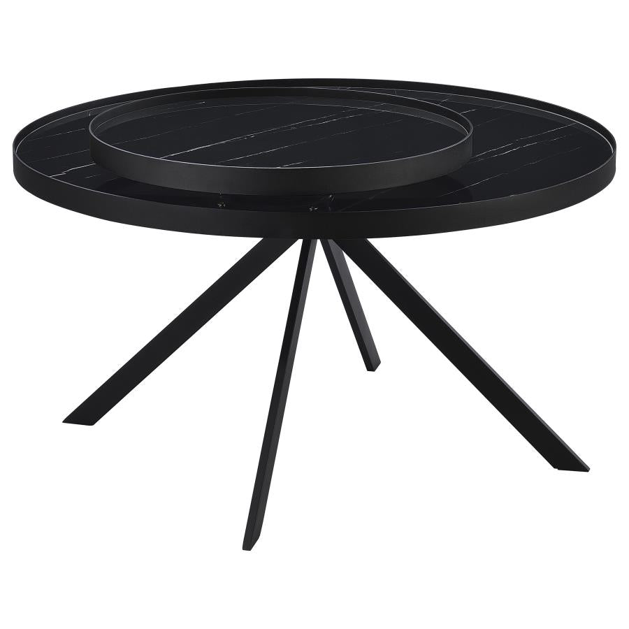Briggs - Round Marble Printed Glass Top Coffee Table