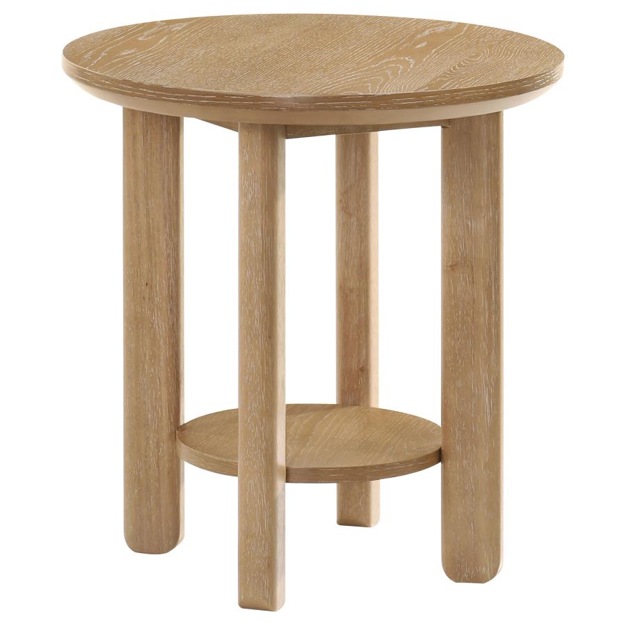 Ottowa Round Wood Table With Shelf