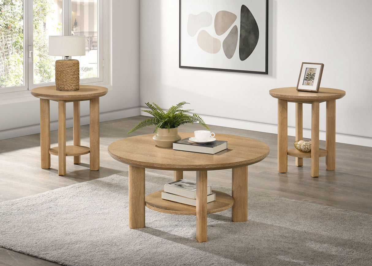 Ottowa - Round Wood Coffee Table Set