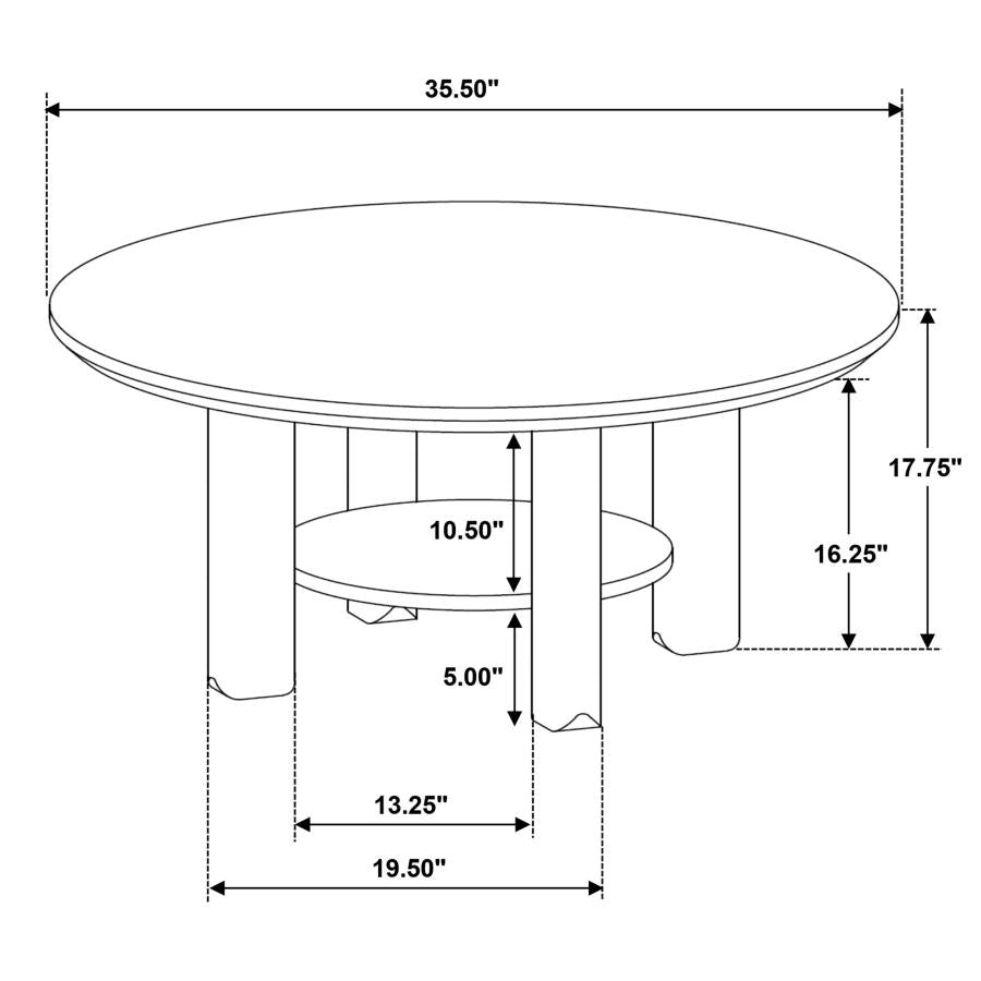Ottowa - Round Wood Table With Shelf