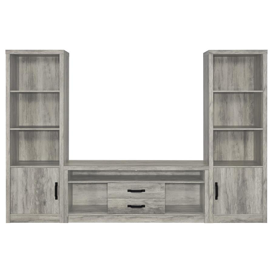 Burke - 3-Shelf Engineered Wood Media Tower - Gray Driftwood