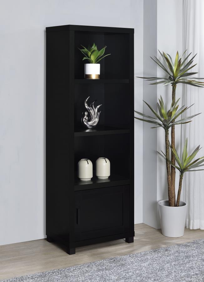 Jupiter - 3-Shelf Engineered Wood Media Tower - Black