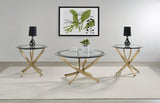 Brooke - Round Glass Top Side End Table Metal Base