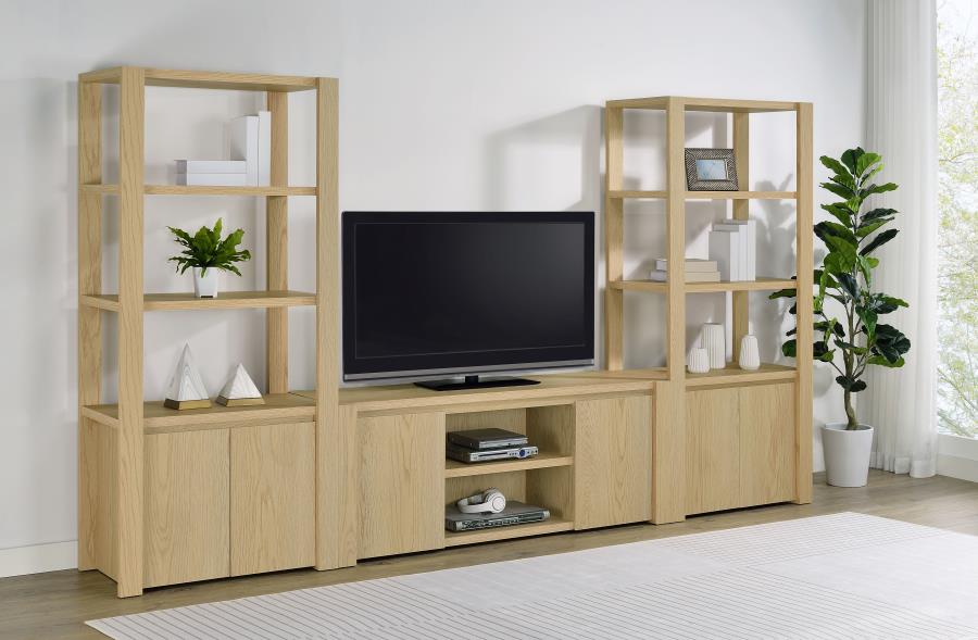 Laurelton - 3-Shelf Media Tower Tall Pier Cabinet - Light Oak