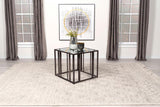 Adri Rectangular Glass Top Side End Table Black Nickel