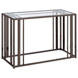 Adri Glass Top Entryway Console Table Black Nickel