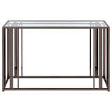 Adri Glass Top Entryway Console Table Black Nickel