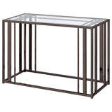 Adri Glass Top Entryway Console Table Black Nickel