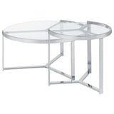 Delia - 2 Piece Round Glass Top Nesting Coffee Table
