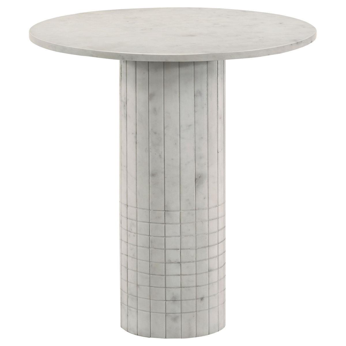 Astoria - Round Genuine Marble Side End Table - White