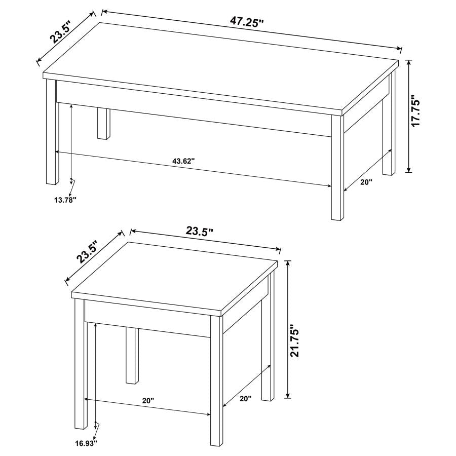 Stacie - 3 Piece Coffee Table Set - Distressed Pine