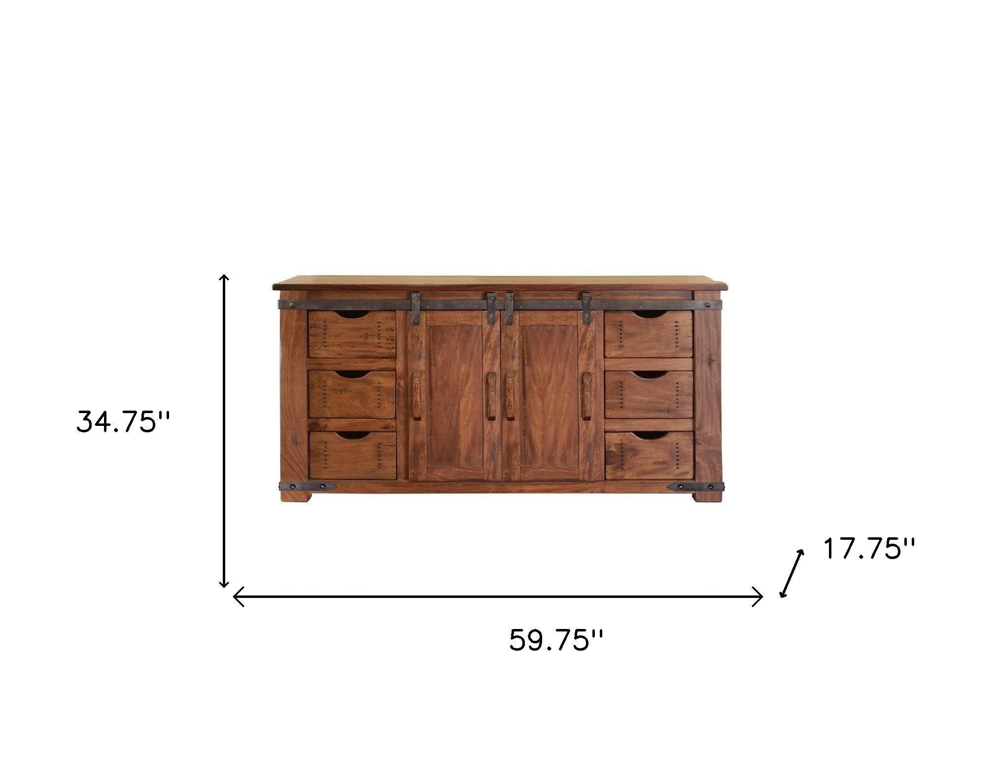 Solid Enclosed Storage Distressed TV Stand - Brown