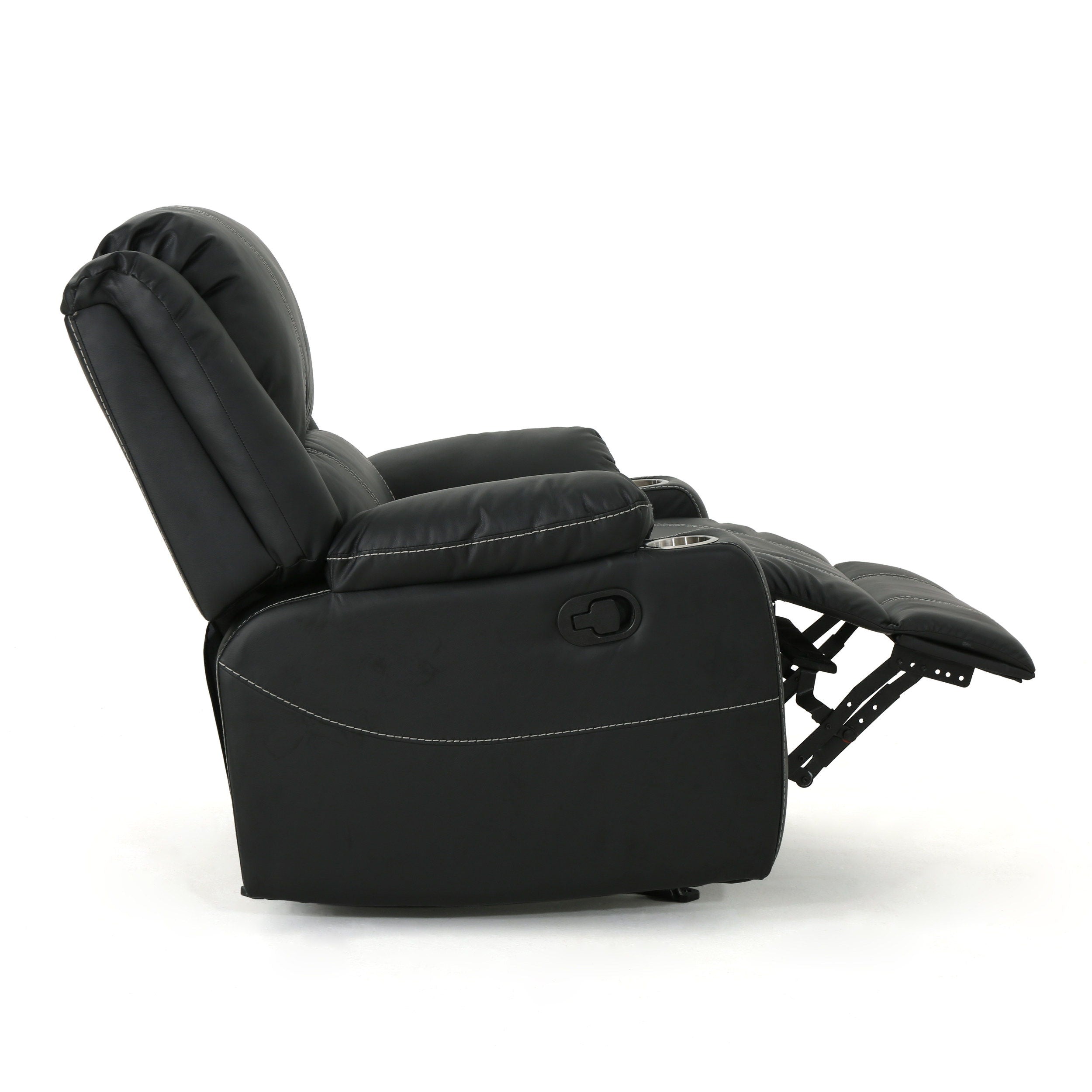 Glider Recliner With Steel Cup Holders - Black