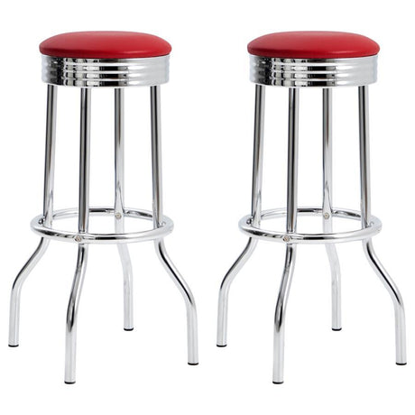 Retro - Upholstered Metal Swivel Bar Stool (Set of 2) Red by CoasterEveryday | Bel Furniture