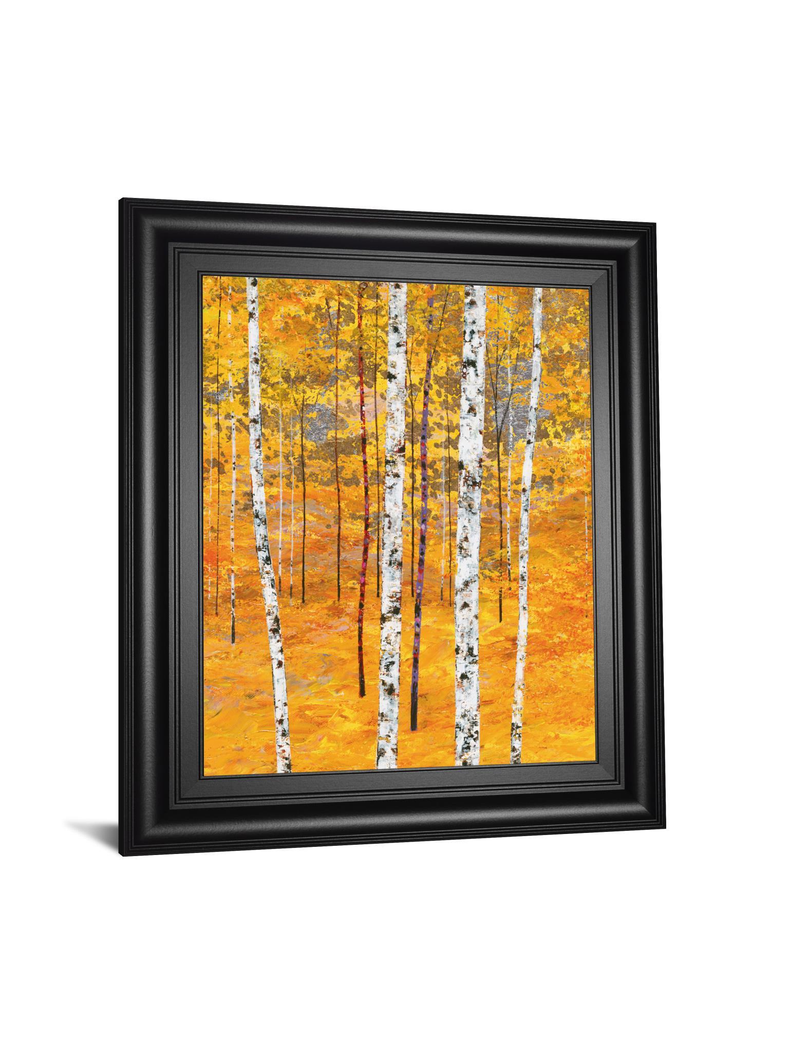 Iridescent Trees IV By Alex Jawdokimov - Framed Print Wall Art - Yellow