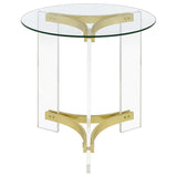 Janessa Acrylic Coffee and End Table Set Matte Brass