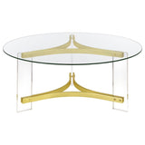 Janessa Acrylic Coffee and End Table Set Matte Brass