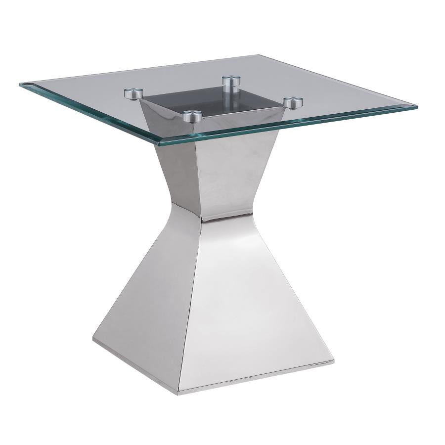 Jenny Glass Top Stainless Steel Table