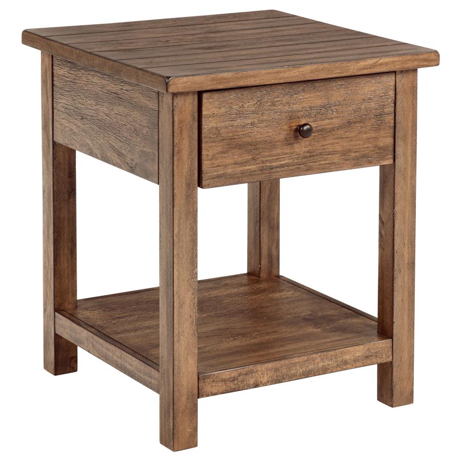 Payne 1 Drawers Wood End Table with Shelf