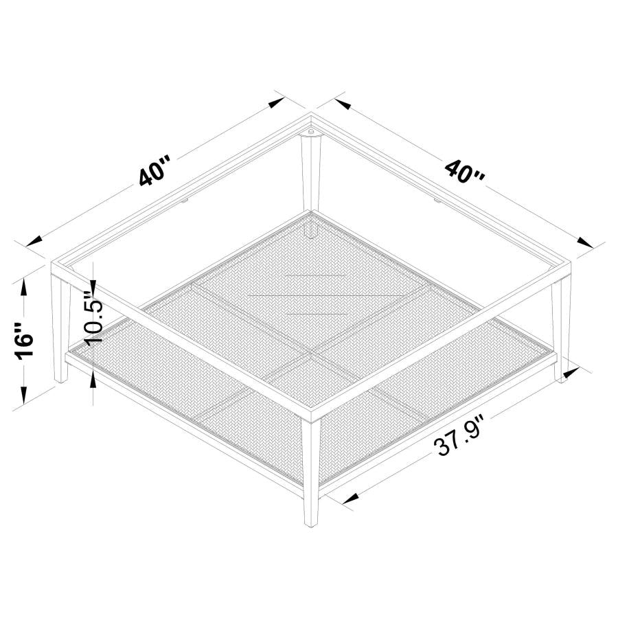 Amherst - Glass Top Metal with Cane Shelf Table