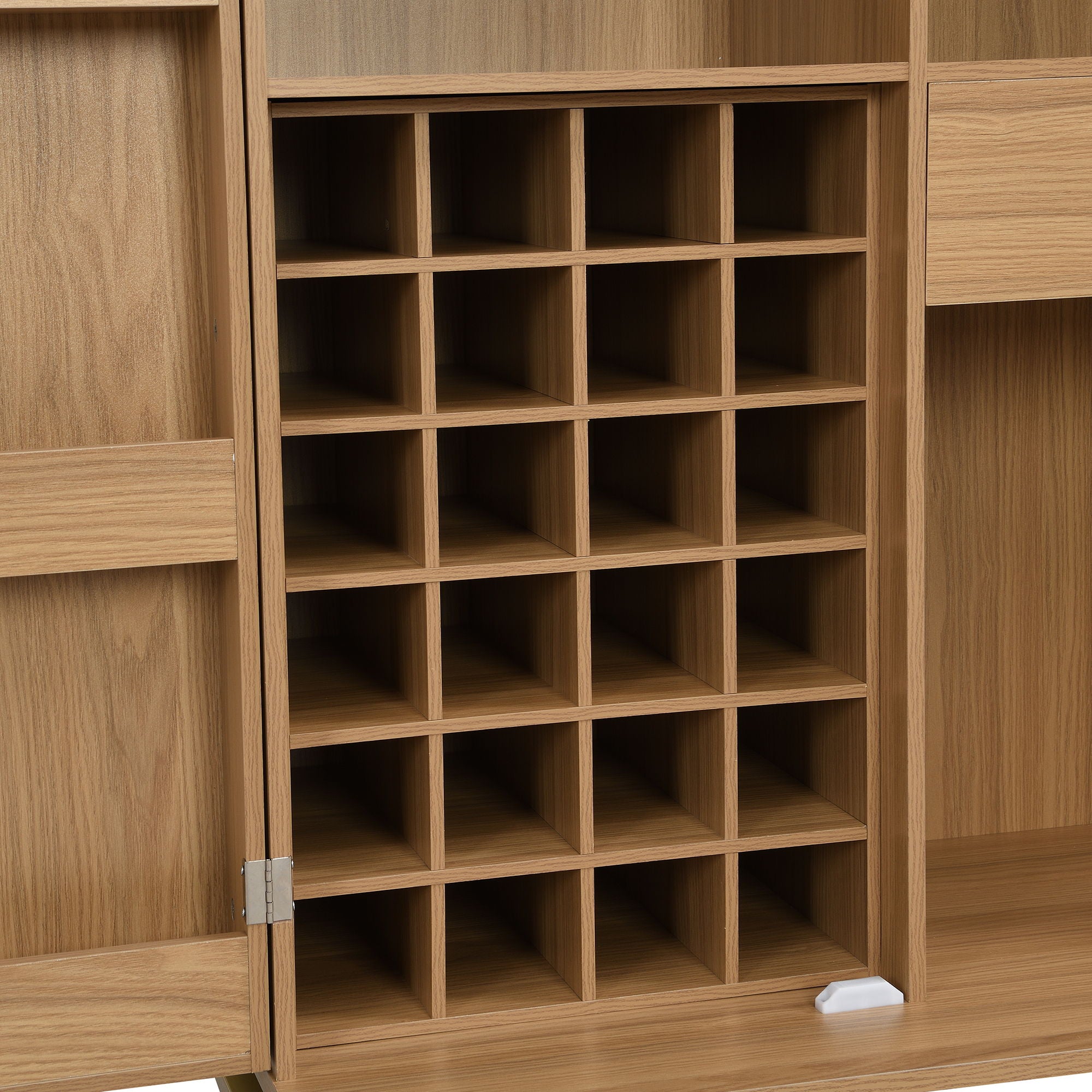 Modern Home Bar Cabinet Carved Wine Cabinet With Storage - Natural