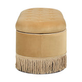 Melinda - Oval Tufted Bullion Fringe Storage Bench by Jennifer Taylor Home | Bel Furniture
