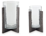 Garekton - Clear / Pewter Finish - Candle Holder Set (Set of 2) by Signature Design by Ashley® | Bel Furniture