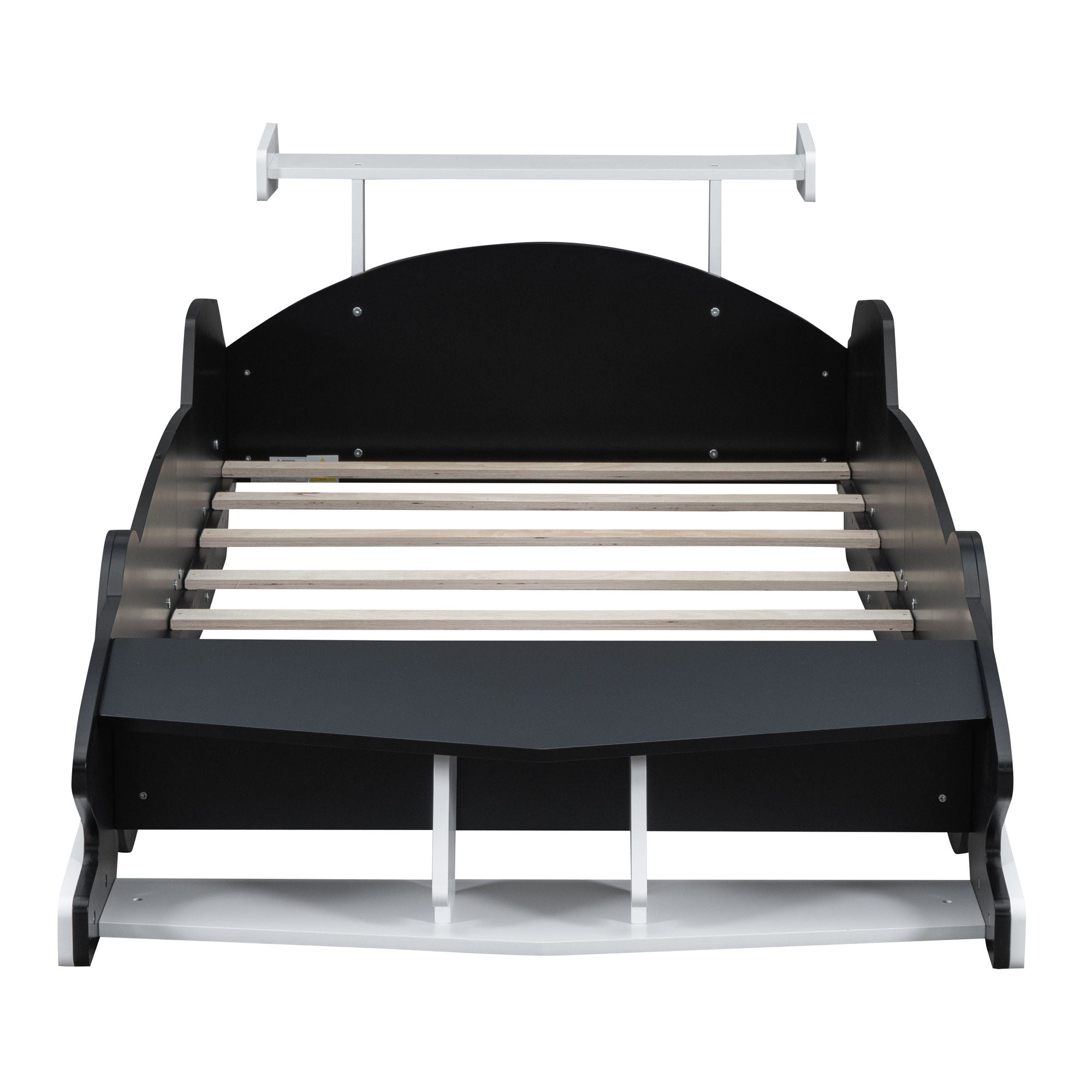 Twin Size Race Car-Shaped Platform Bed With Wheels