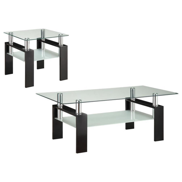 Dyer - Rectangular Coffee Table Set Black 2 Pc. Coffee Table, End Table by Coaster Fine Furniture | Bel Furniture