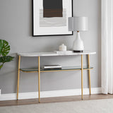 Modern Minimal Curved Faux Marble Entry Table - Gray / Gold by Walker Edison | Bel Furniture