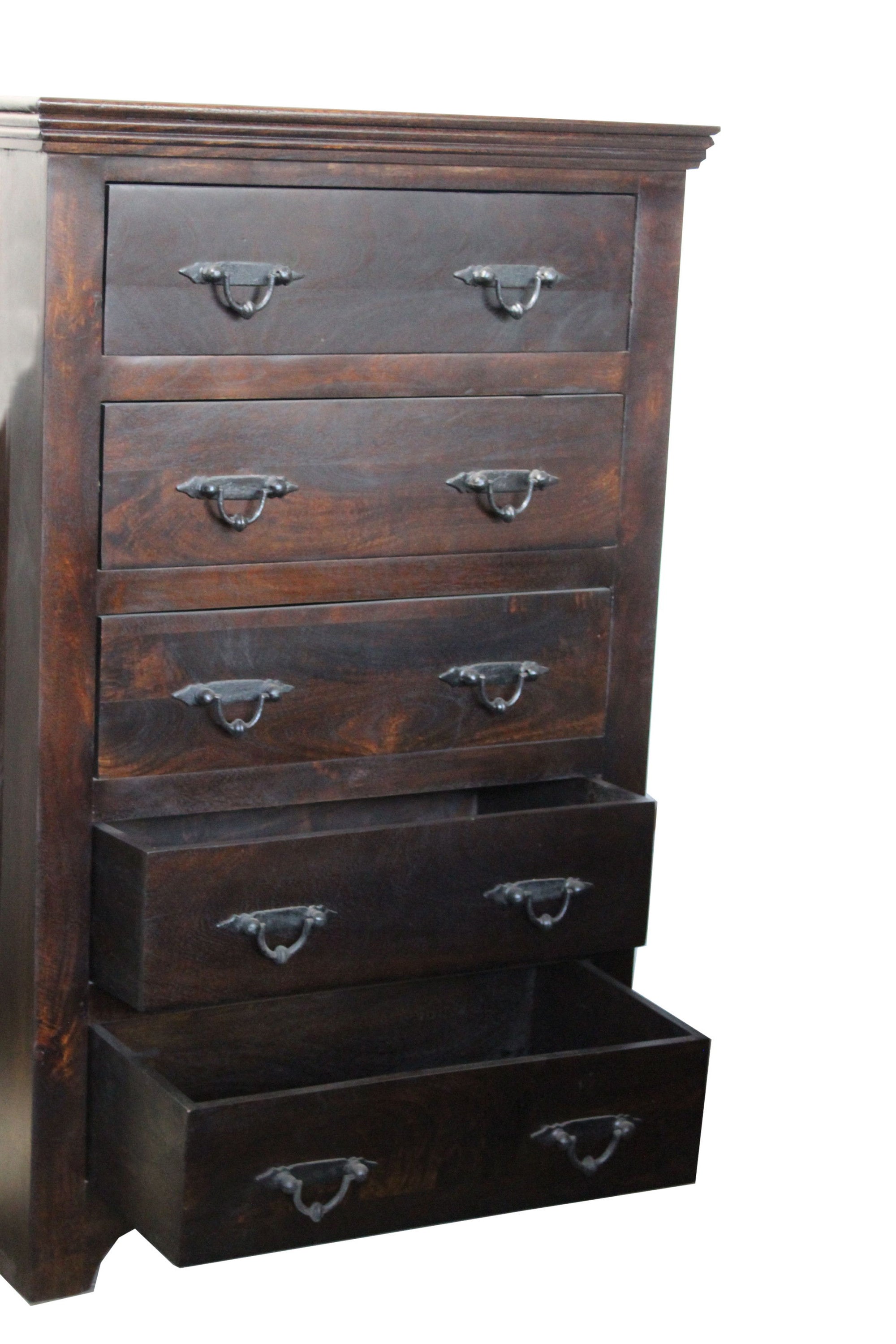 Solid Wood 5 Drawer Dresser - Brown