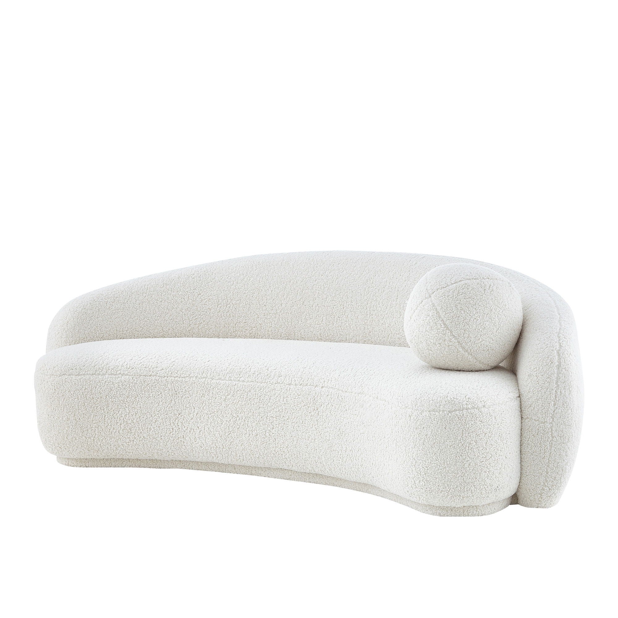 Sherpa Curved Sofa And Toss Pillow With Legs - Cream