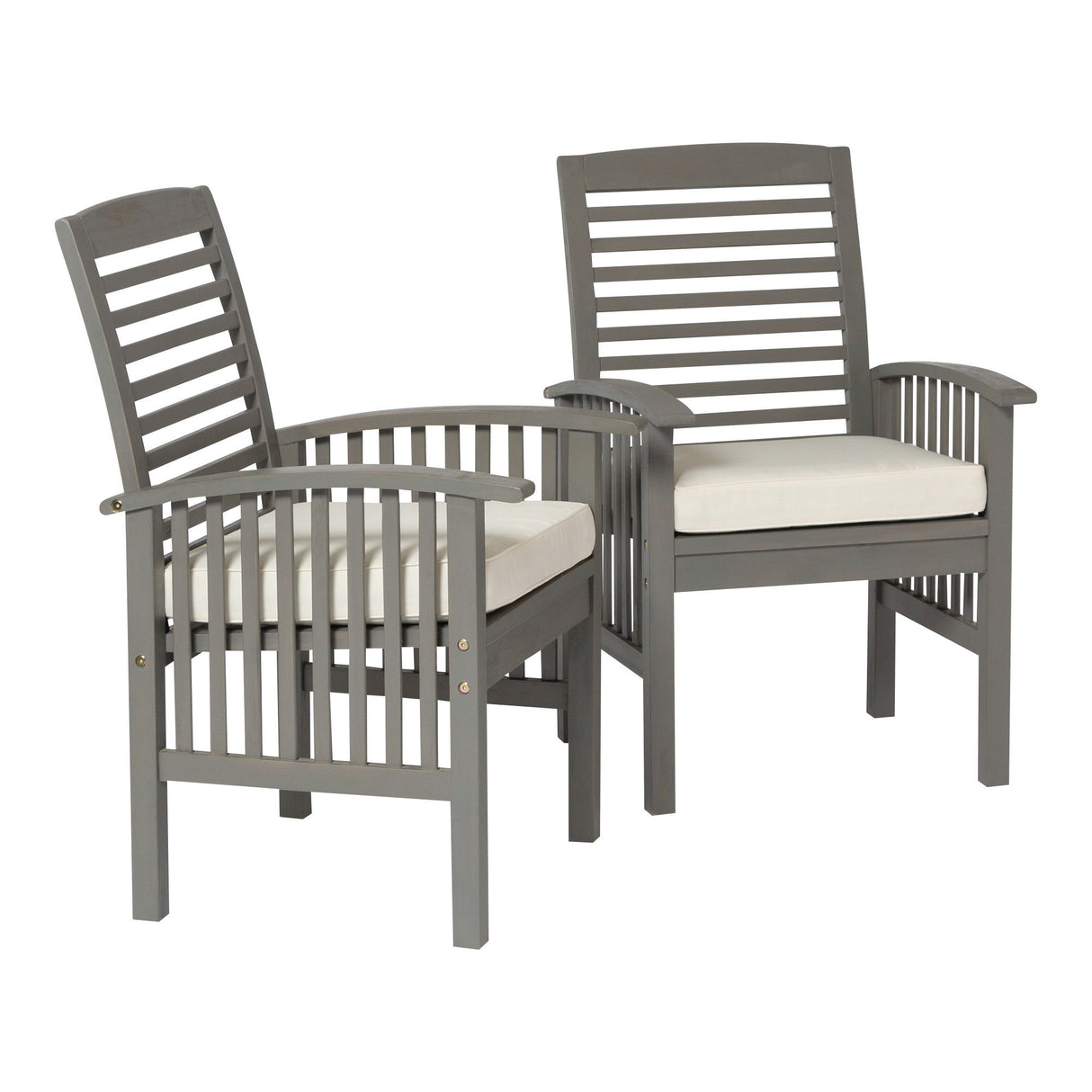 Modern 2 Piece Slat Back Patio Chairs With Cushions Dark Gray by Walker Edison | Bel Furniture