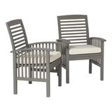 Modern 2 Piece Slat Back Patio Chairs With Cushions Dark Gray by Walker Edison | Bel Furniture