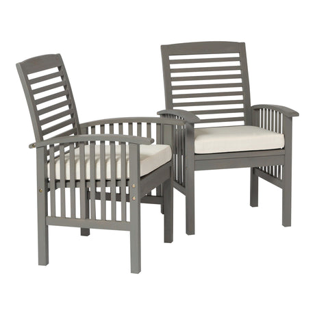 Modern 2 Piece Slat Back Patio Chairs With Cushions Dark Gray by Walker Edison | Bel Furniture