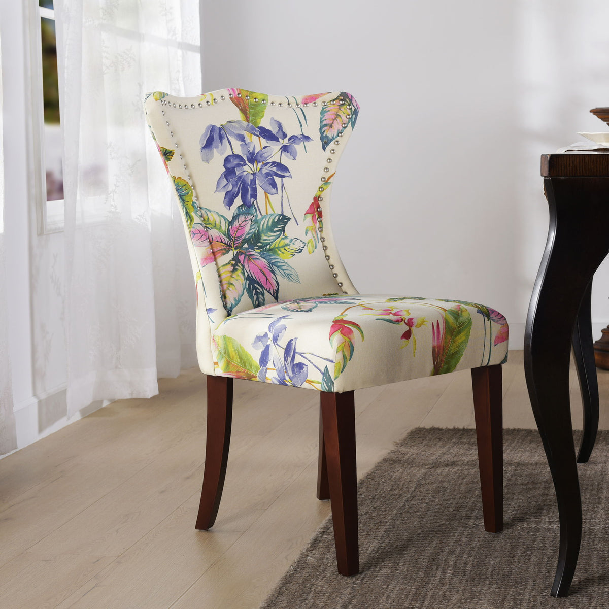 Paradise - Upholstered Accent Chair Printed On - Off-White Floral by Jennifer Taylor Home | Bel Furniture