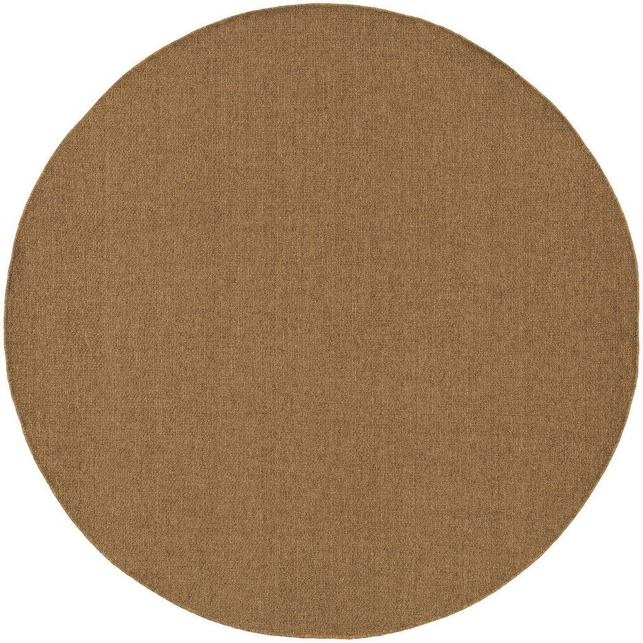 8' X 8' Round Stain Resistant Indoor & Outdoor Area Rug - Tan